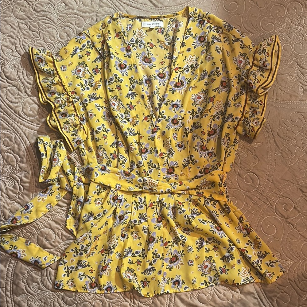 Max Studio Yellow Floral Blouse
